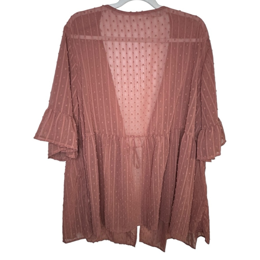 SHEIN pink tied Swiss dot short sleeve kimono size 7x new with‎ tags - Picture 2 of 6